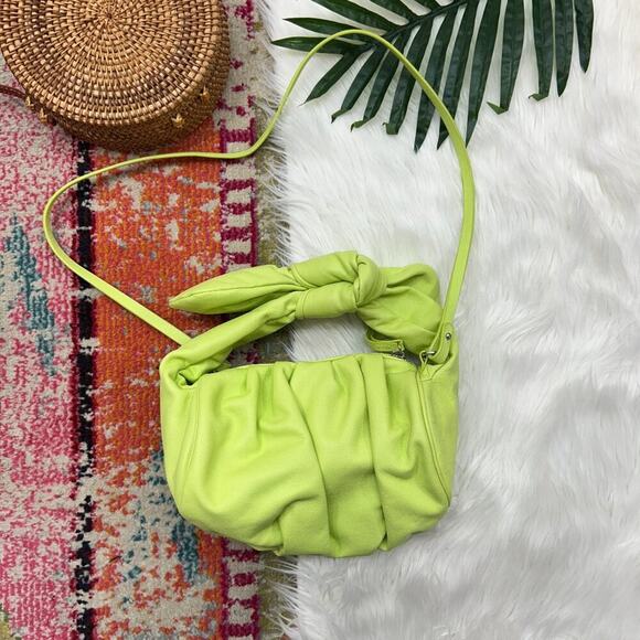 SCHUTZ Lime Green Knotted Bow Leather Bag Purse - Picture 1 of 11